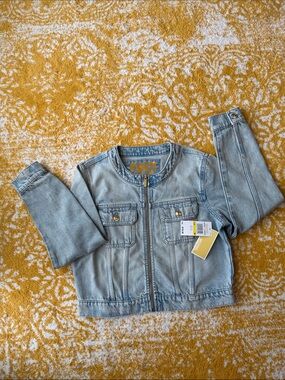 Michael Kors Light Blue Denim Zip-Front Jacket